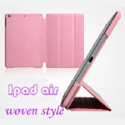 Folding Vintage Woven Leather Case for iPad Air